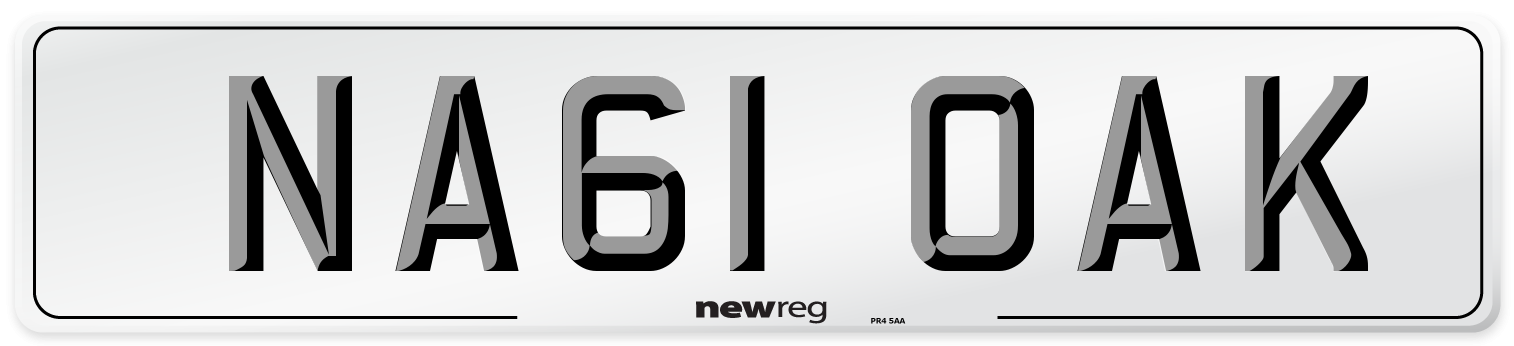 NA61 OAK Number Plate from New Reg